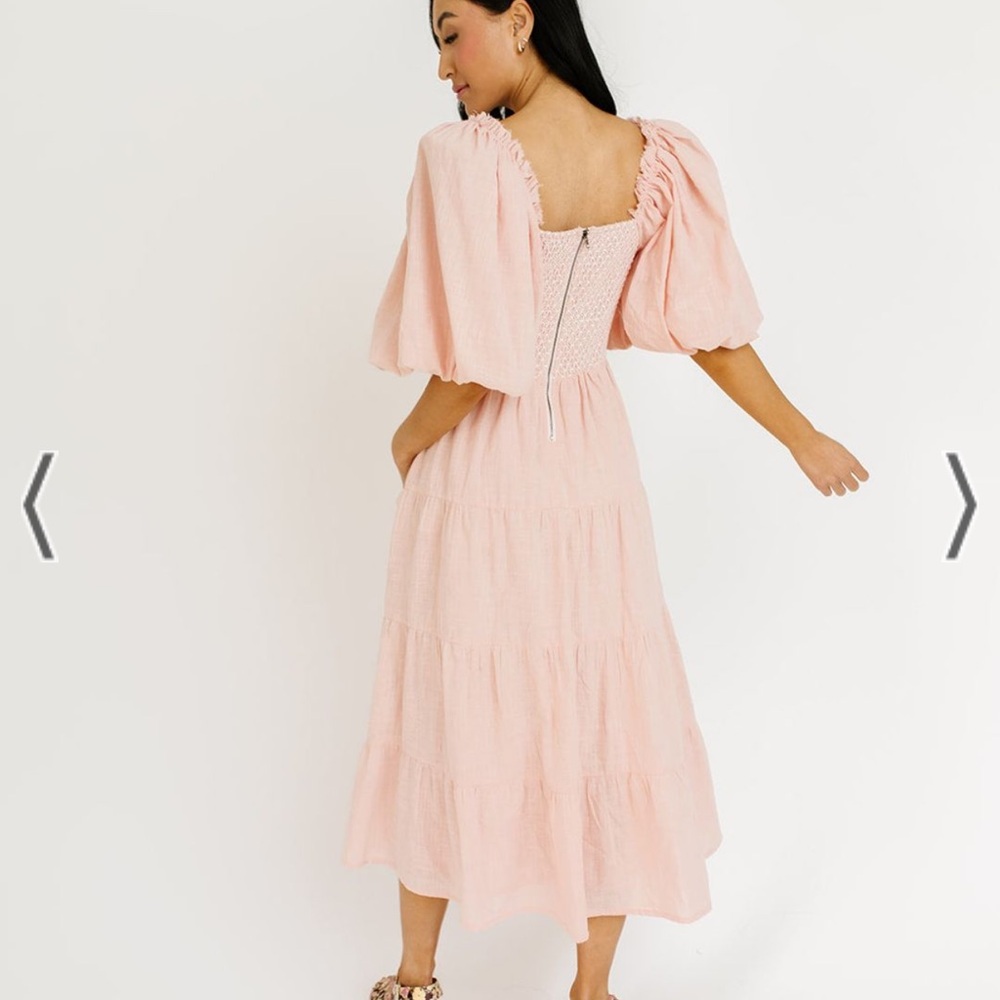 scout puff sleeve midi dress in pink shop Zoco exclusive - Picture 4 of 4